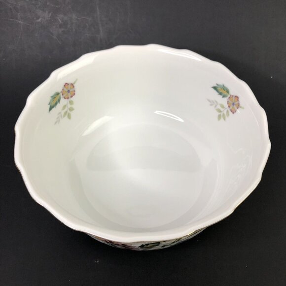 Andrea by Sadek Japan Round Serving Soup Bowl Floral Embossed Gold Trim Cottage - Picture 5 of 10